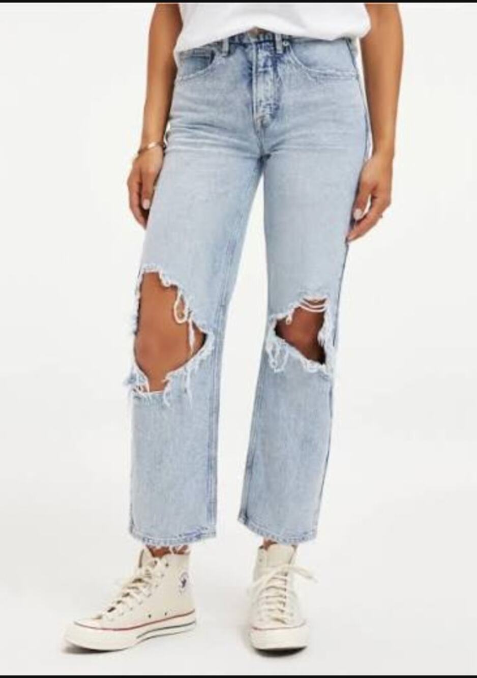 Good American Good Heritage Mid Rise Straight Leg Distressed Jeans Blue 00